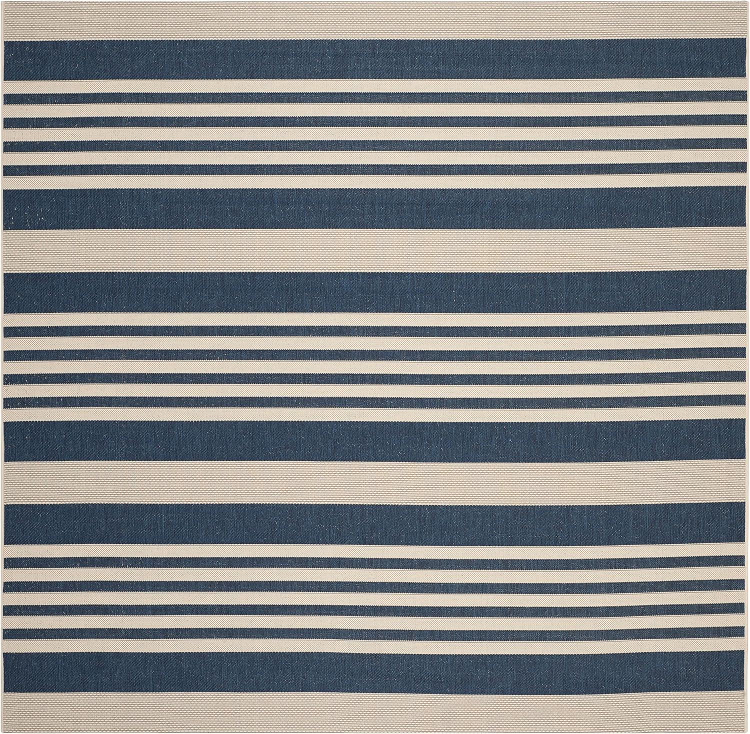 image:imageSAFAVIEH Courtyard Collection 8 x 11 BeigeSweet Pea CY6062 Stripe Indoor Outdoor Waterproof EasyCleaning Patio Backyard Mudroom AreaRugNavyBeige