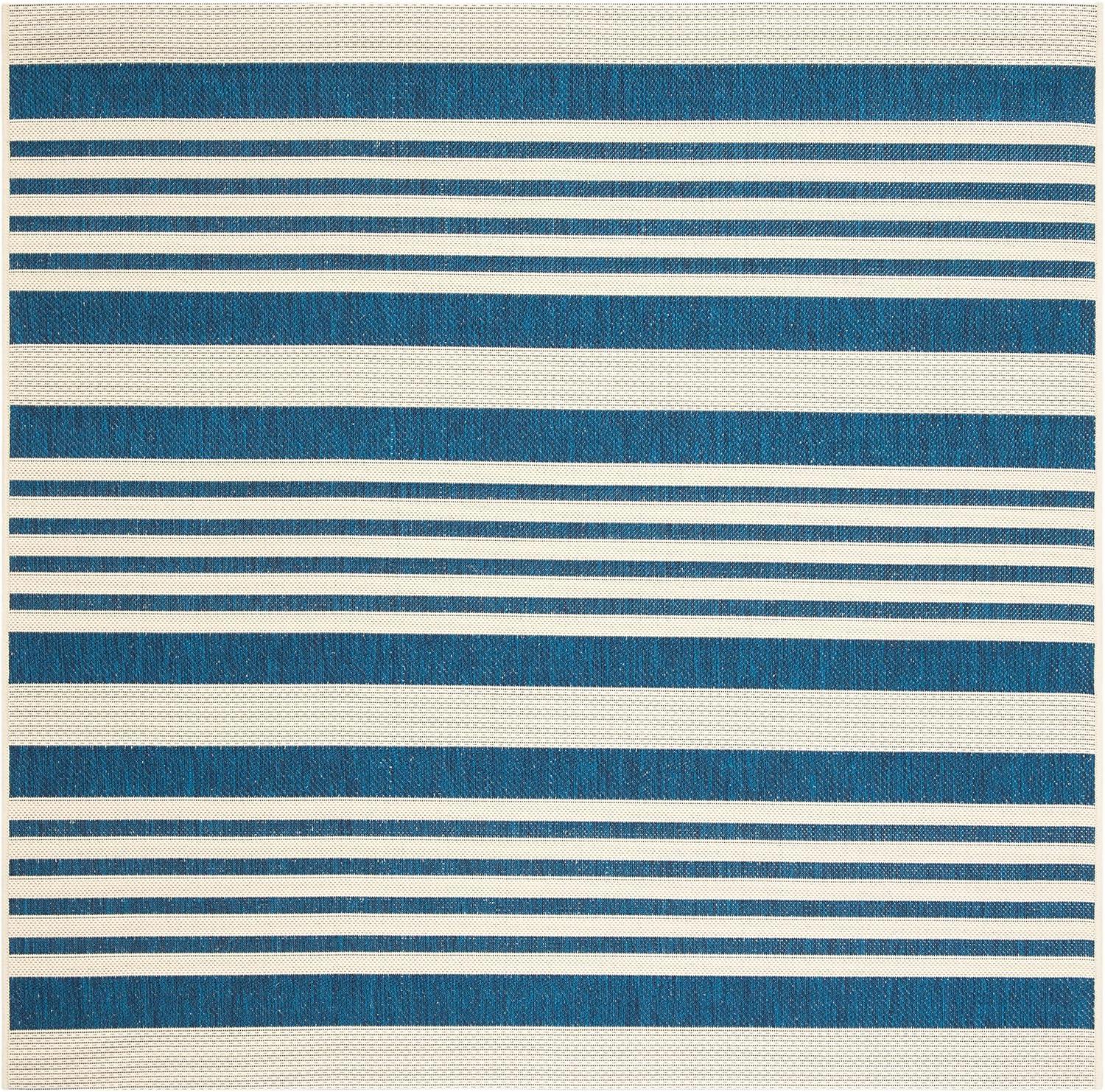 image:imageSAFAVIEH Courtyard Collection 8 x 11 BeigeSweet Pea CY6062 Stripe Indoor Outdoor Waterproof EasyCleaning Patio Backyard Mudroom AreaRugNavyBeige