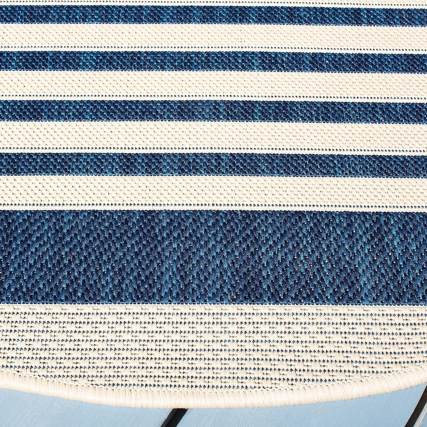 image:imageSAFAVIEH Courtyard Collection 8 x 11 BeigeSweet Pea CY6062 Stripe Indoor Outdoor Waterproof EasyCleaning Patio Backyard Mudroom AreaRugNavyBeige