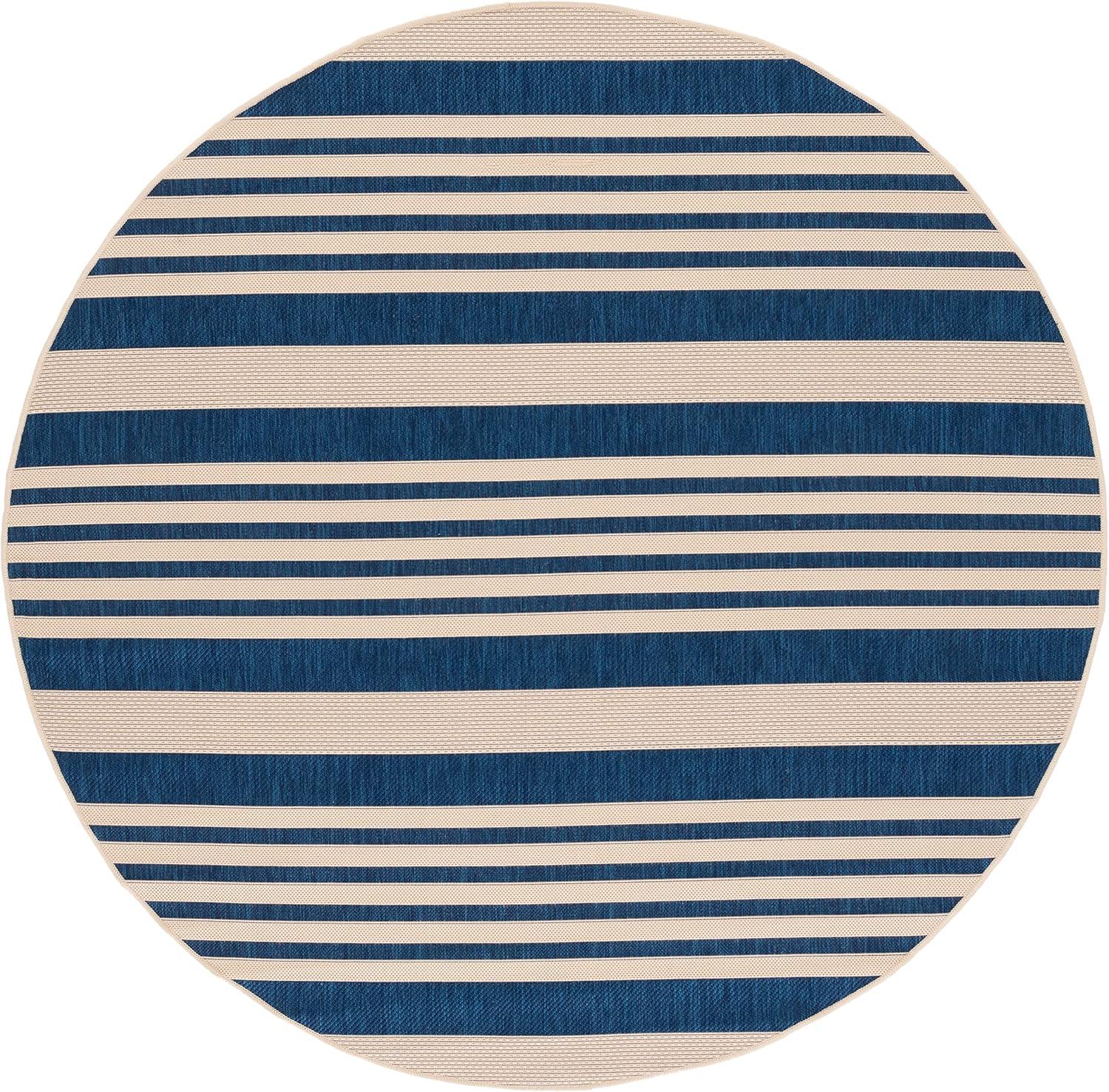image:imageSAFAVIEH Courtyard Collection 8 x 11 BeigeSweet Pea CY6062 Stripe Indoor Outdoor Waterproof EasyCleaning Patio Backyard Mudroom AreaRugNavyBeige