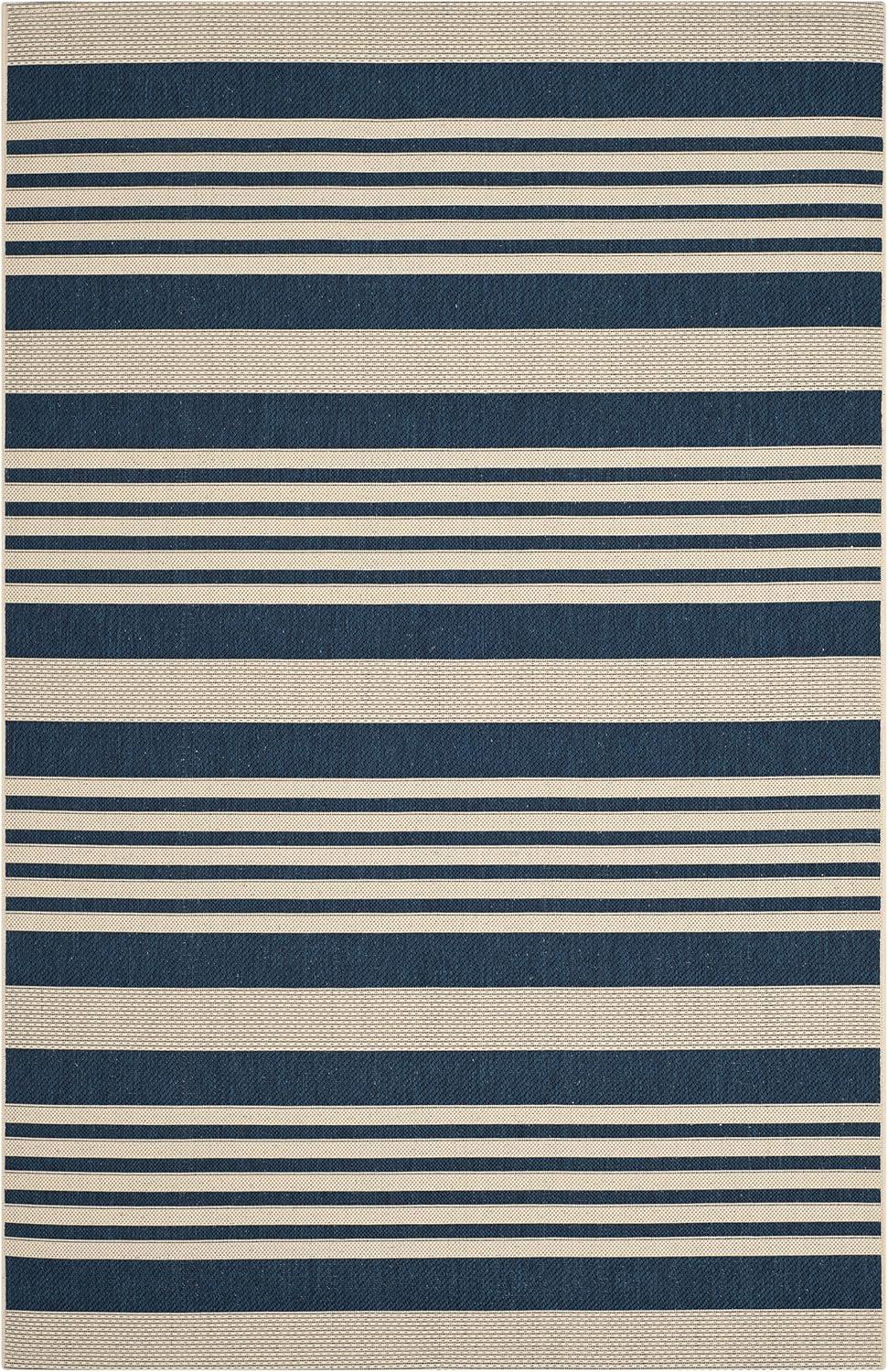 image:imageSAFAVIEH Courtyard Collection 8 x 11 BeigeSweet Pea CY6062 Stripe Indoor Outdoor Waterproof EasyCleaning Patio Backyard Mudroom AreaRugNavyBeige