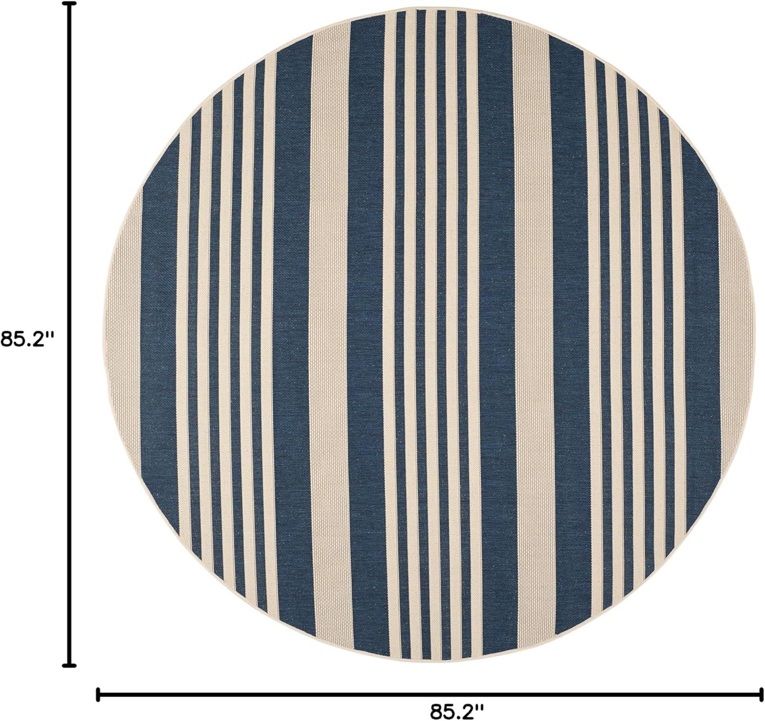 image:imageSAFAVIEH Courtyard Collection 8 x 11 BeigeSweet Pea CY6062 Stripe Indoor Outdoor Waterproof EasyCleaning Patio Backyard Mudroom AreaRugNavyBeige