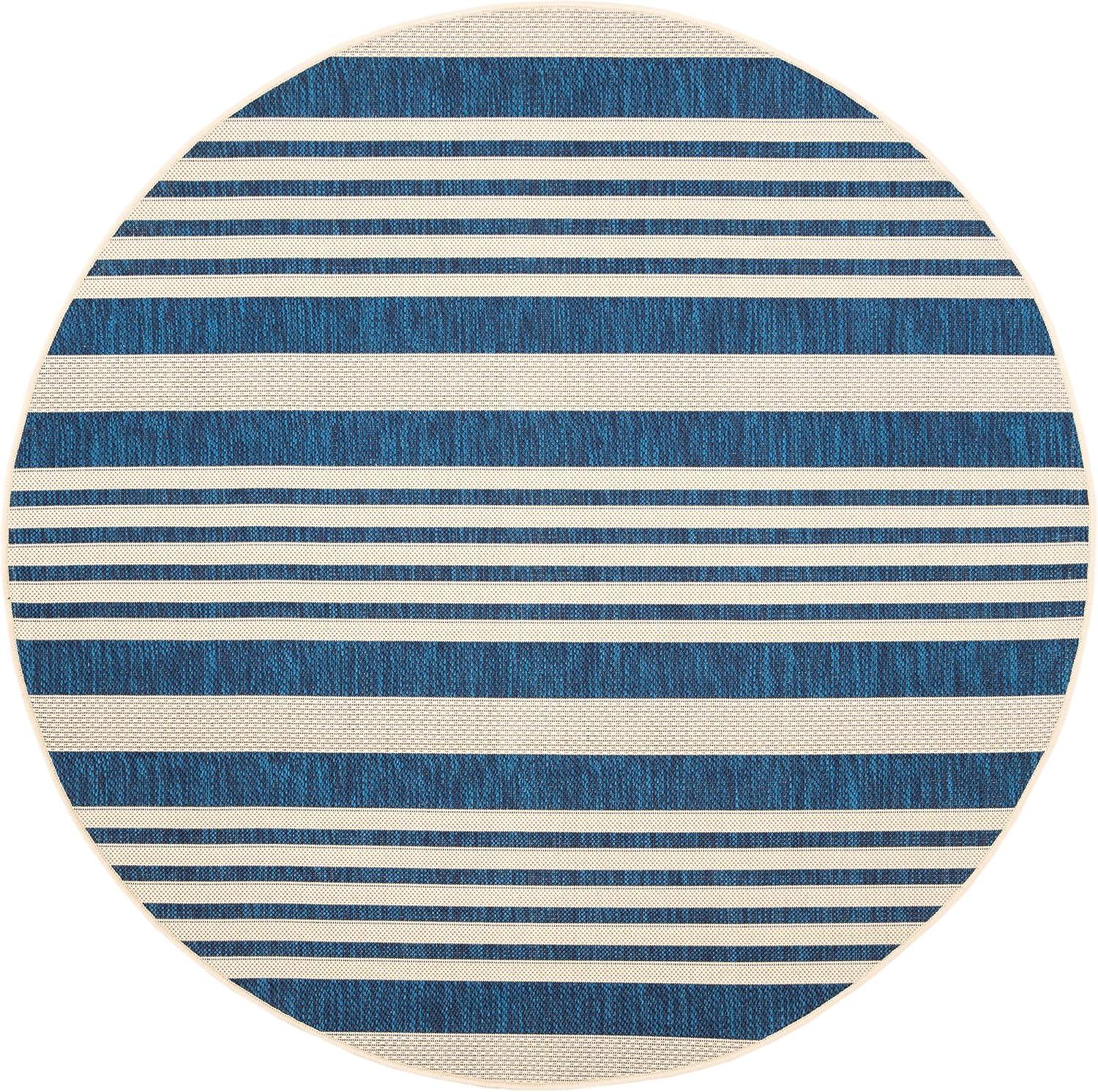 image:imageSAFAVIEH Courtyard Collection 8 x 11 BeigeSweet Pea CY6062 Stripe Indoor Outdoor Waterproof EasyCleaning Patio Backyard Mudroom AreaRugNavyBeige