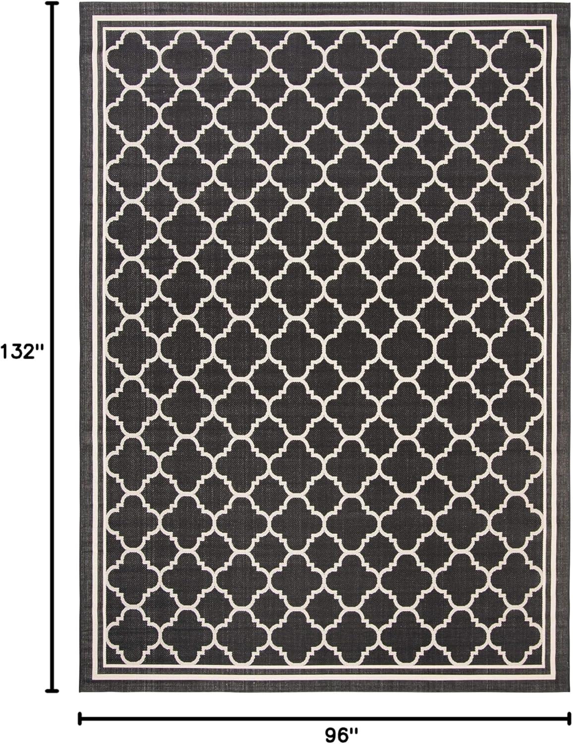 image:imageSAFAVIEH Courtyard Collection 8 x 11 NavyBeige CY6918 Trellis Indoor Outdoor Splashproof Easy Scrubbing Patio Backyard Mudroom Area RugBlackBeige