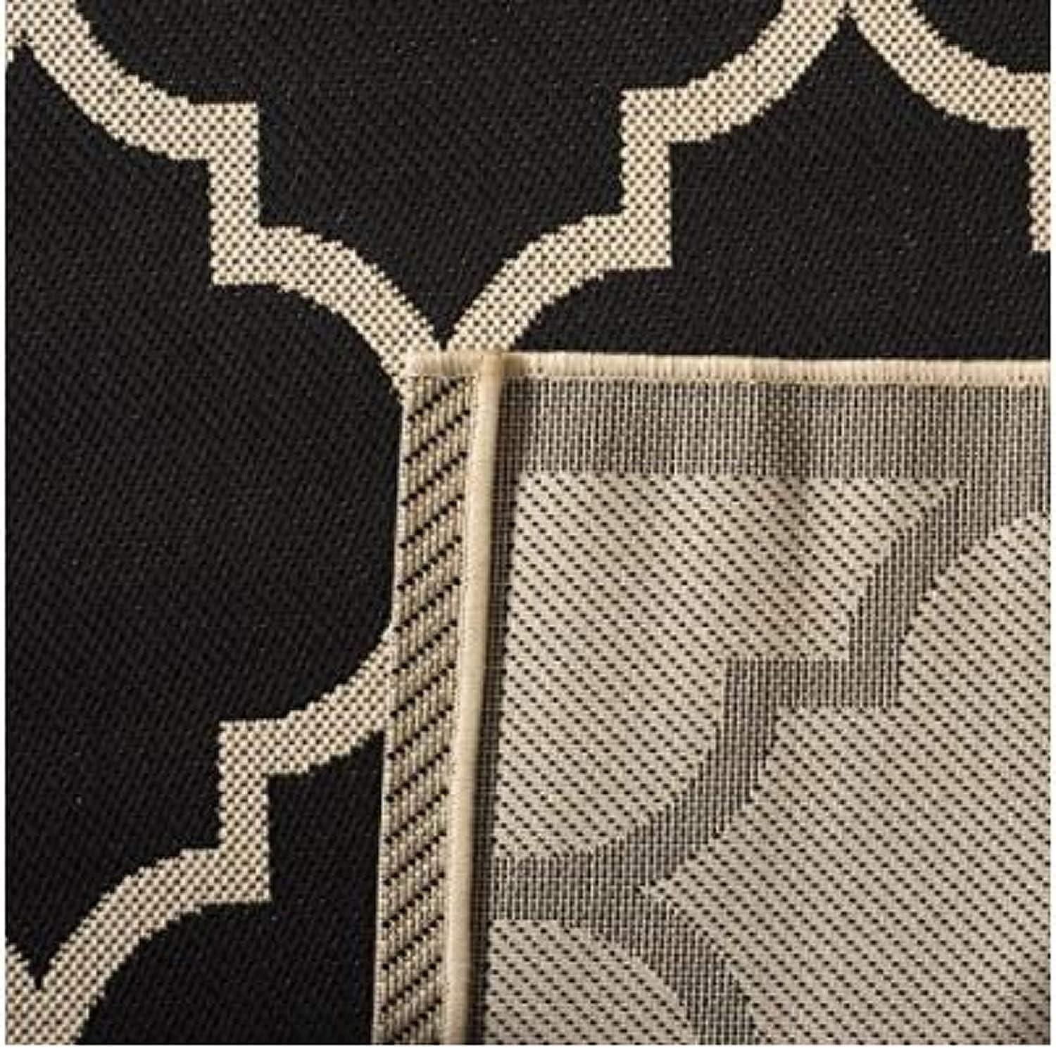 image:imageSAFAVIEH Courtyard Collection 8 x 11 NavyBeige CY6918 Trellis Indoor Outdoor Splashproof Easy Scrubbing Patio Backyard Mudroom Area RugBlackBeige