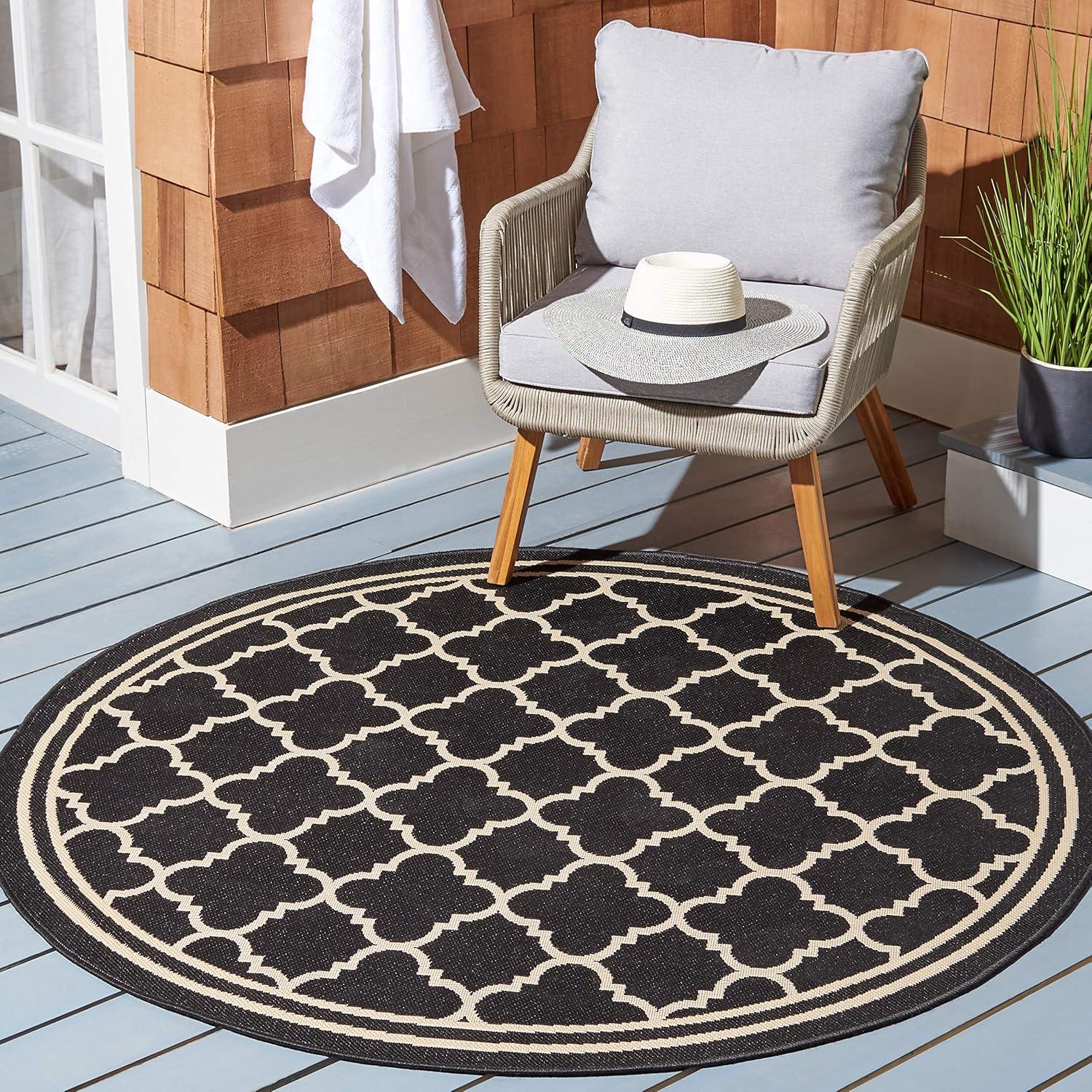 image:imageSAFAVIEH Courtyard Collection 8 x 11 NavyBeige CY6918 Trellis Indoor Outdoor Splashproof Easy Scrubbing Patio Backyard Mudroom Area RugBlackBeige