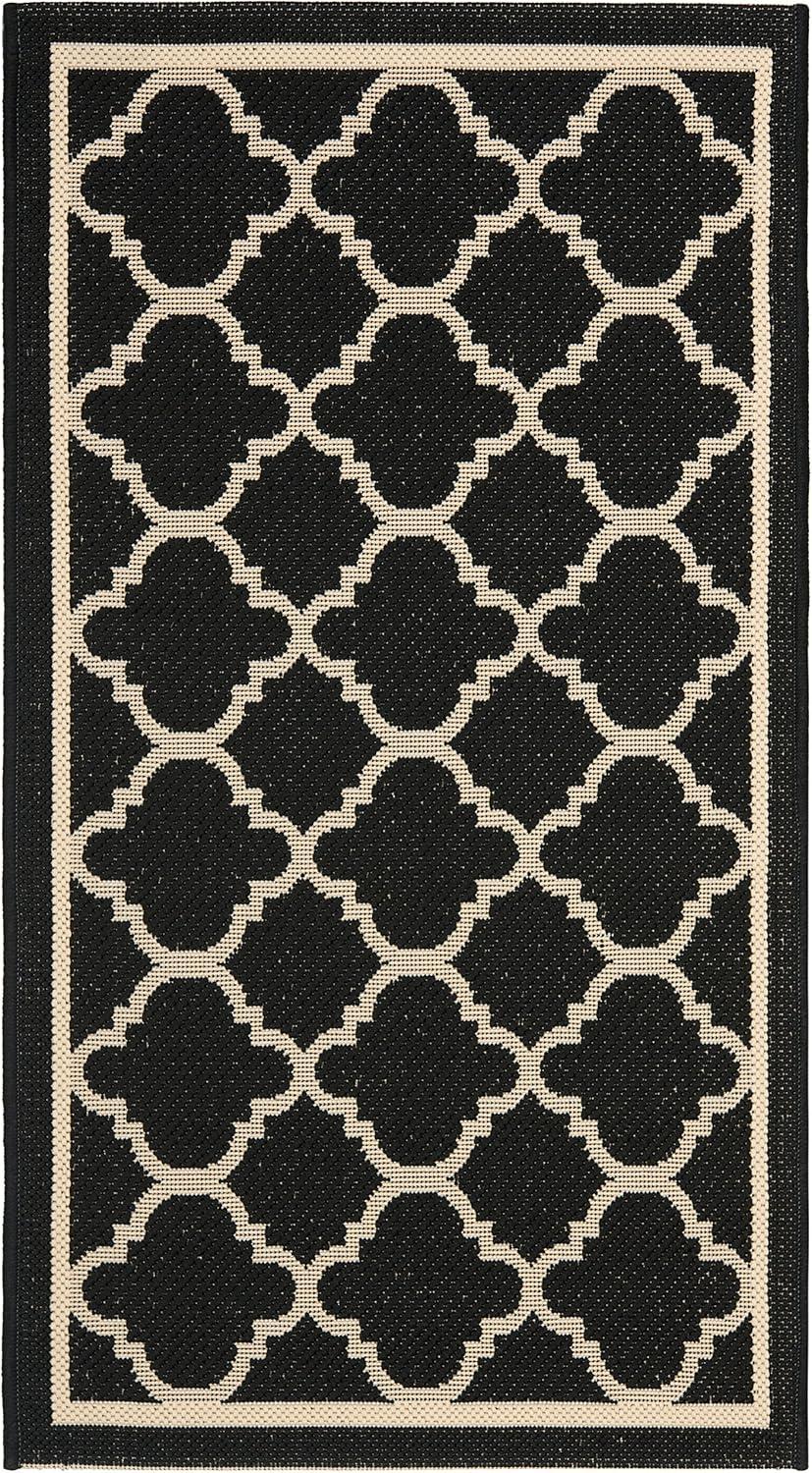 image:imageSAFAVIEH Courtyard Collection 8 x 11 NavyBeige CY6918 Trellis Indoor Outdoor Splashproof Easy Scrubbing Patio Backyard Mudroom Area RugBlackBeige