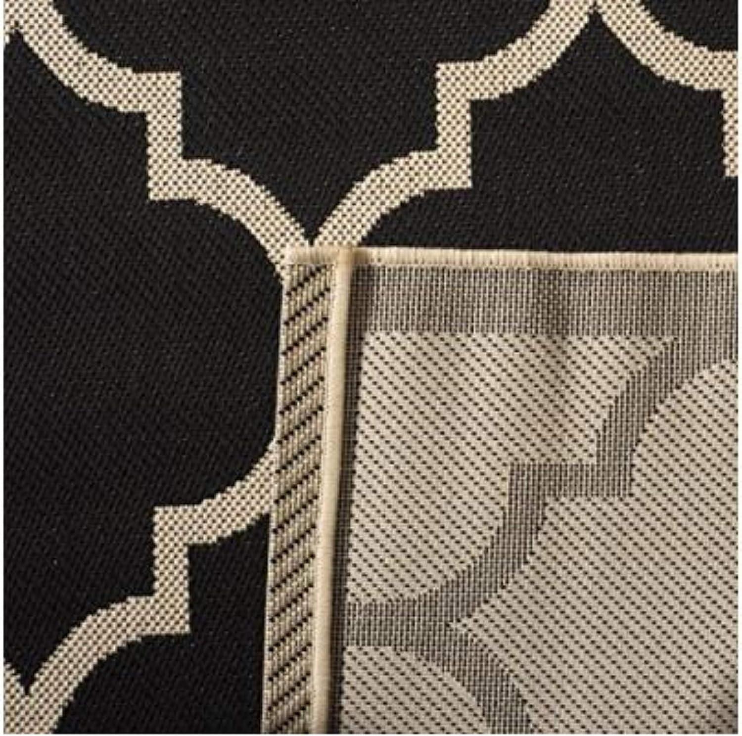 image:imageSAFAVIEH Courtyard Collection 8 x 11 NavyBeige CY6918 Trellis Indoor Outdoor Splashproof Easy Scrubbing Patio Backyard Mudroom Area RugBlackBeige