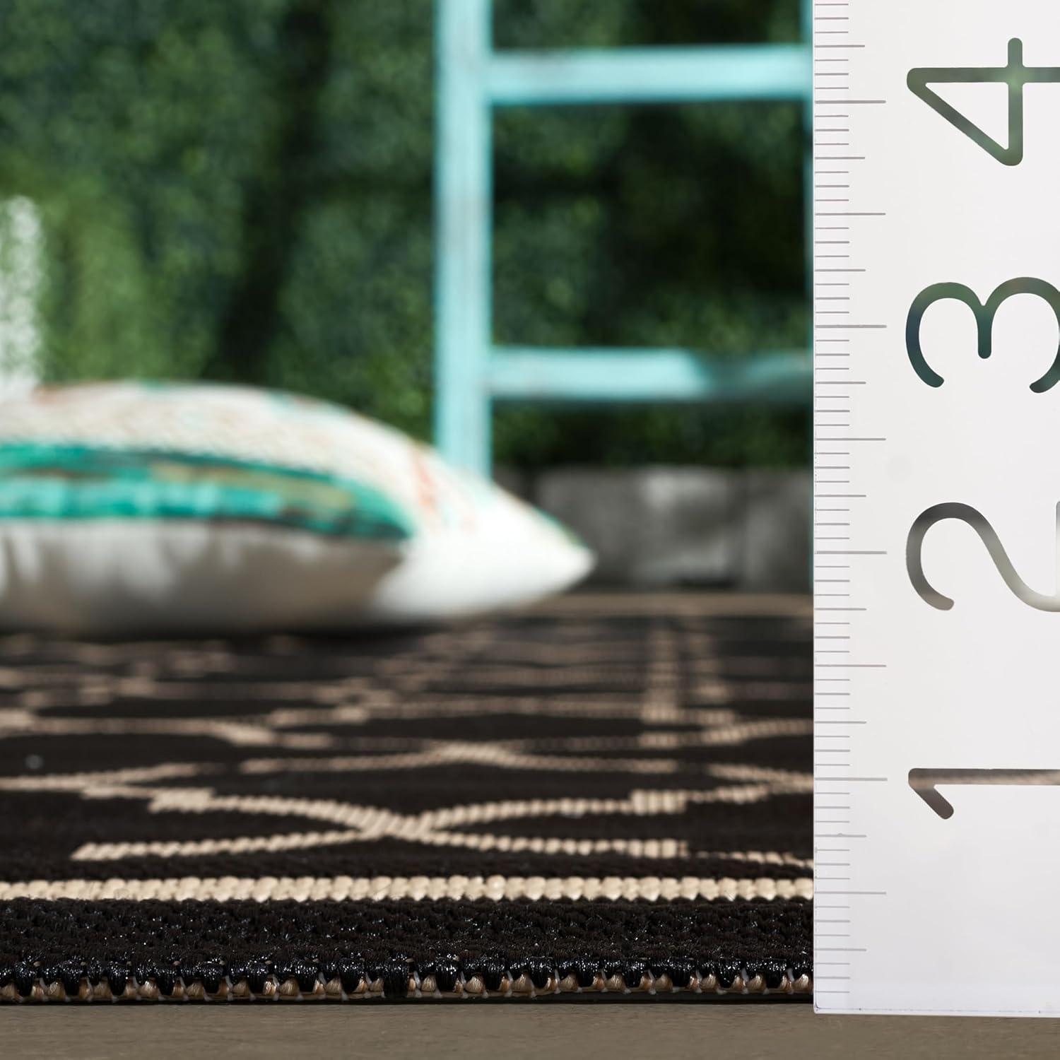image:imageSAFAVIEH Courtyard Collection 8 x 11 NavyBeige CY6918 Trellis Indoor Outdoor Splashproof Easy Scrubbing Patio Backyard Mudroom Area RugBlackBeige