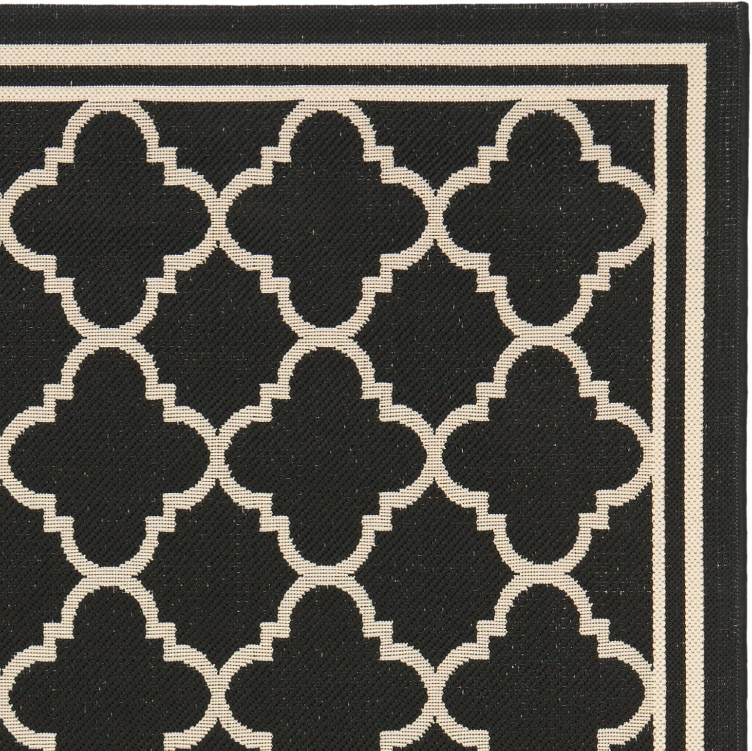 image:imageSAFAVIEH Courtyard Collection 8 x 11 NavyBeige CY6918 Trellis Indoor Outdoor Splashproof Easy Scrubbing Patio Backyard Mudroom Area RugBlackBeige