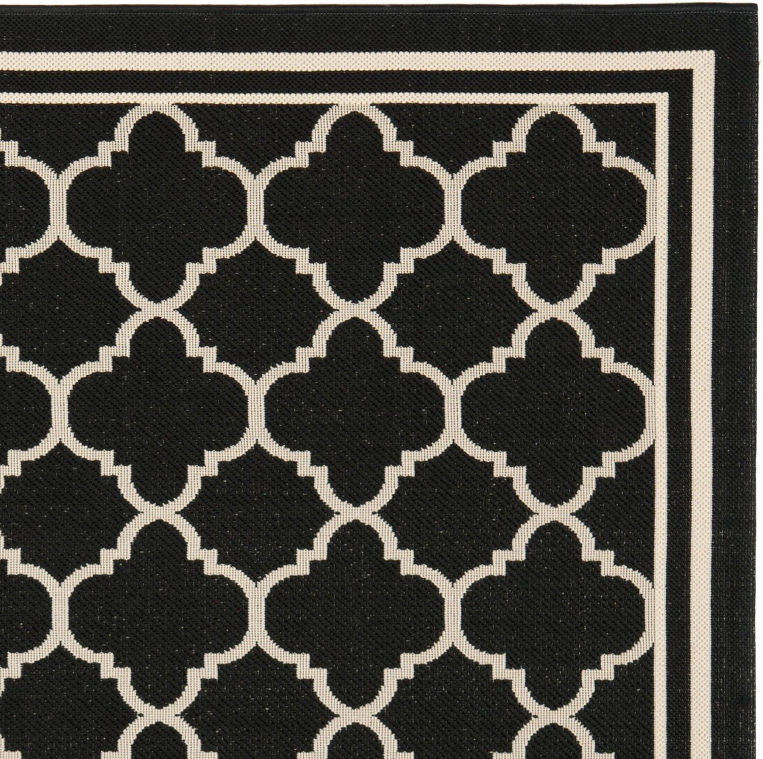 image:imageSAFAVIEH Courtyard Collection 8 x 11 NavyBeige CY6918 Trellis Indoor Outdoor Splashproof Easy Scrubbing Patio Backyard Mudroom Area RugBlackBeige
