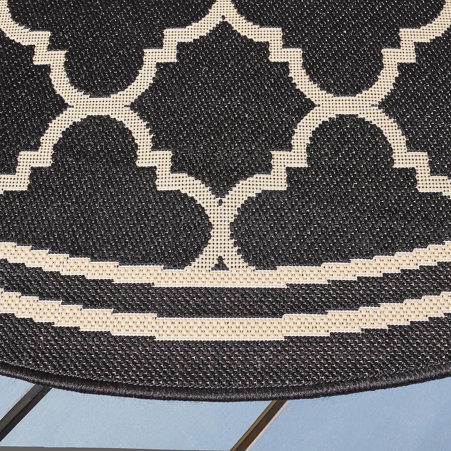 image:imageSAFAVIEH Courtyard Collection 8 x 11 NavyBeige CY6918 Trellis Indoor Outdoor Splashproof Easy Scrubbing Patio Backyard Mudroom Area RugBlackBeige