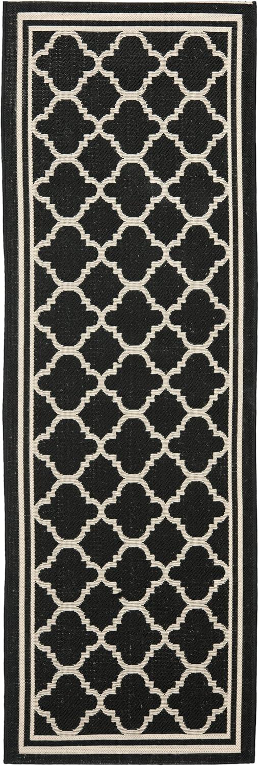 image:imageSAFAVIEH Courtyard Collection 8 x 11 NavyBeige CY6918 Trellis Indoor Outdoor Splashproof Easy Scrubbing Patio Backyard Mudroom Area RugBlackBeige