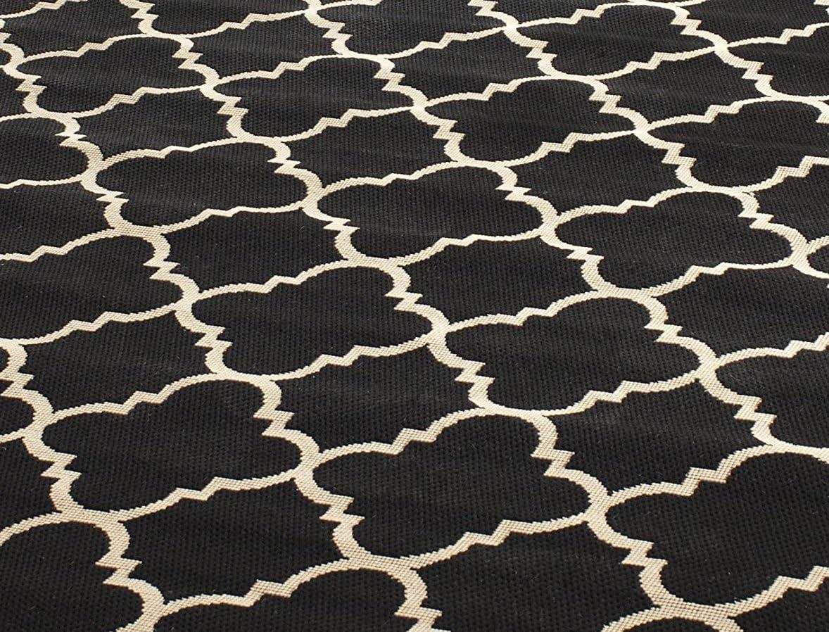 image:imageSAFAVIEH Courtyard Collection 8 x 11 NavyBeige CY6918 Trellis Indoor Outdoor Splashproof Easy Scrubbing Patio Backyard Mudroom Area RugBlackBeige