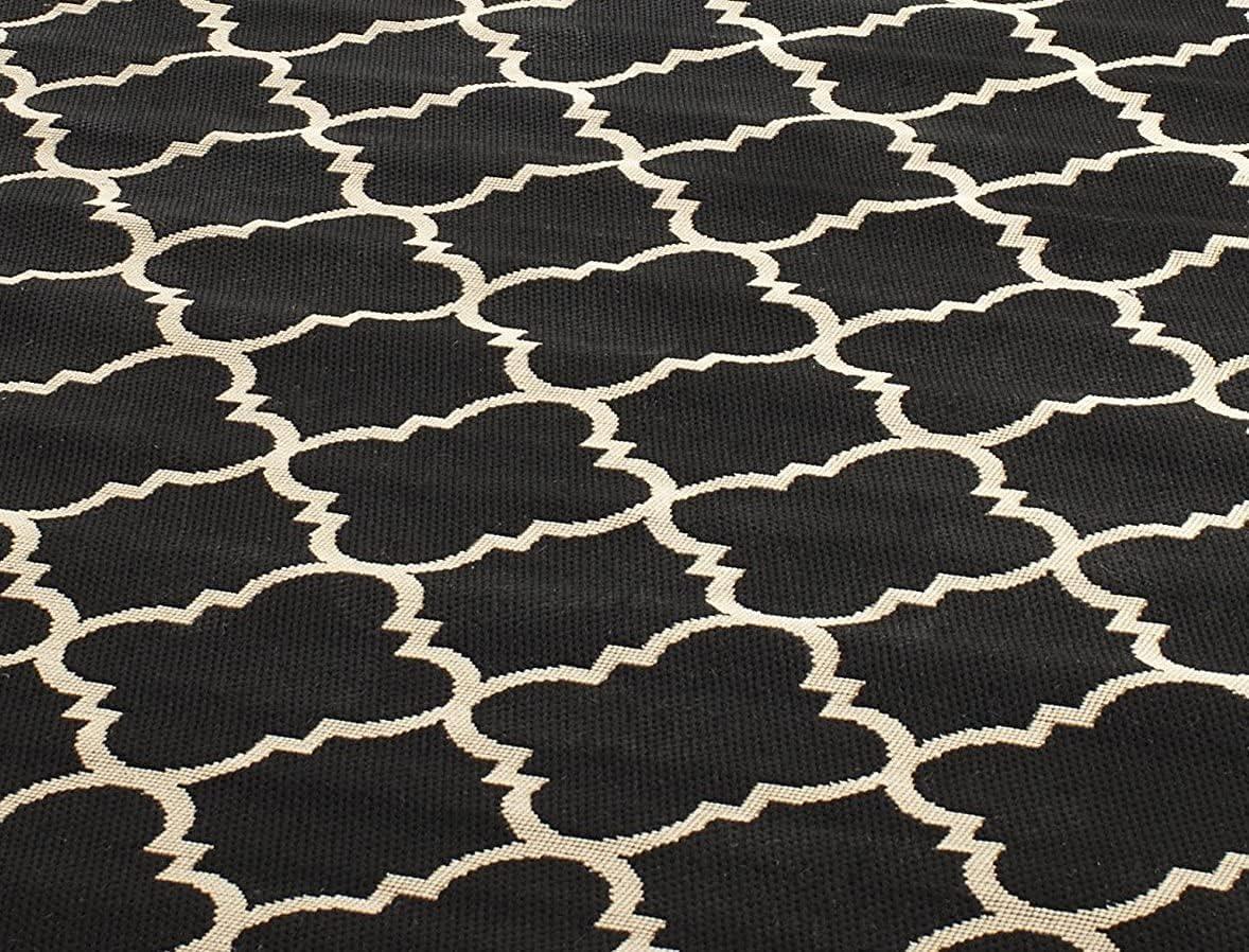 image:imageSAFAVIEH Courtyard Collection 8 x 11 NavyBeige CY6918 Trellis Indoor Outdoor Splashproof Easy Scrubbing Patio Backyard Mudroom Area RugBlackBeige