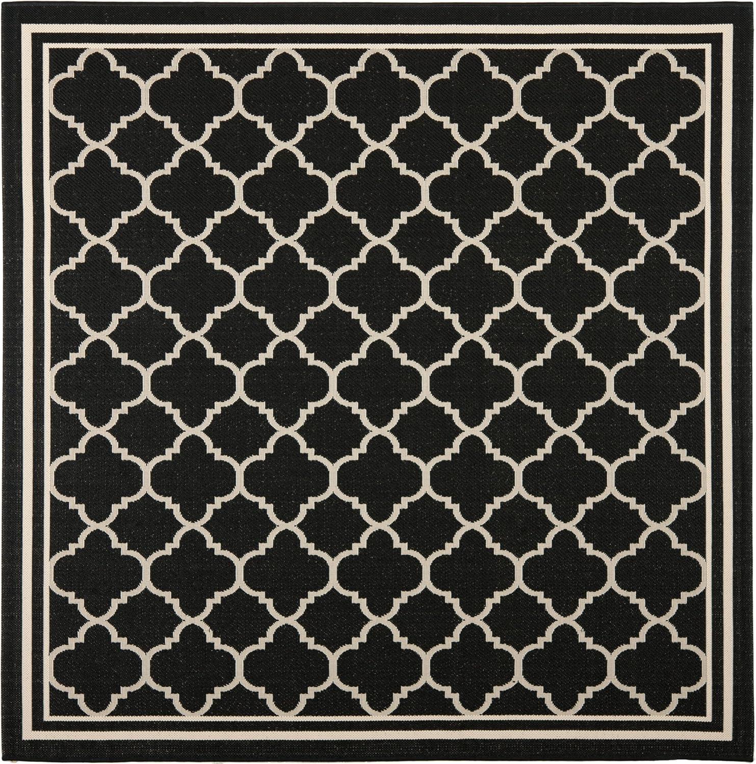 image:imageSAFAVIEH Courtyard Collection 8 x 11 NavyBeige CY6918 Trellis Indoor Outdoor Splashproof Easy Scrubbing Patio Backyard Mudroom Area RugBlackBeige