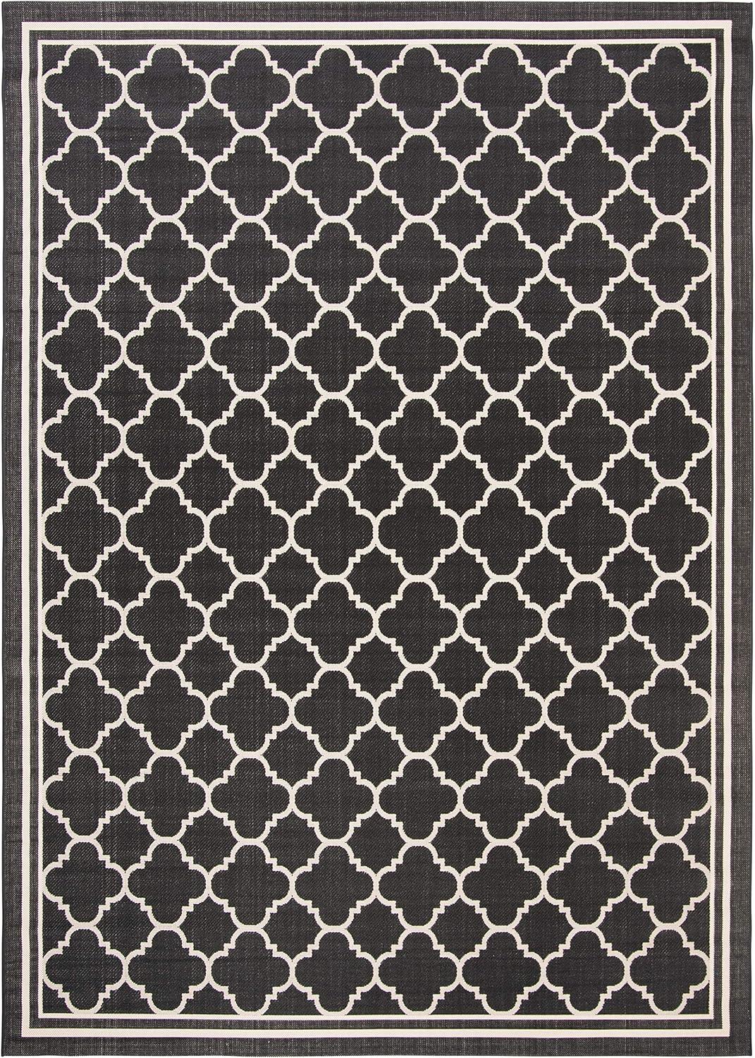 image:imageSAFAVIEH Courtyard Collection 8 x 11 NavyBeige CY6918 Trellis Indoor Outdoor Splashproof Easy Scrubbing Patio Backyard Mudroom Area RugBlackBeige