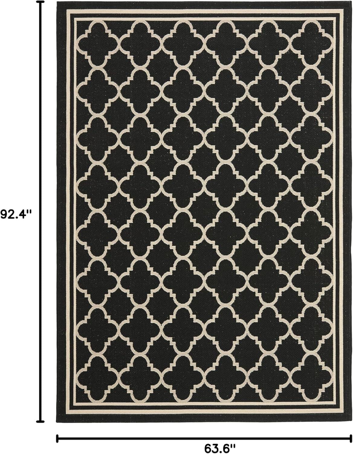 image:imageSAFAVIEH Courtyard Collection 8 x 11 NavyBeige CY6918 Trellis Indoor Outdoor Splashproof Easy Scrubbing Patio Backyard Mudroom Area RugBlackBeige