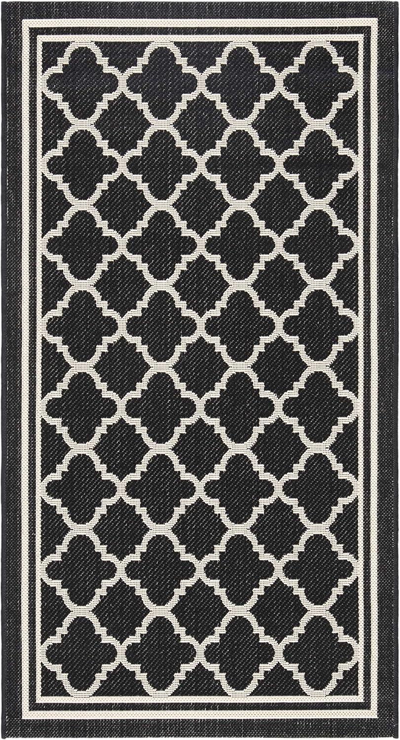 image:imageSAFAVIEH Courtyard Collection 8 x 11 NavyBeige CY6918 Trellis Indoor Outdoor Splashproof Easy Scrubbing Patio Backyard Mudroom Area RugBlackBeige
