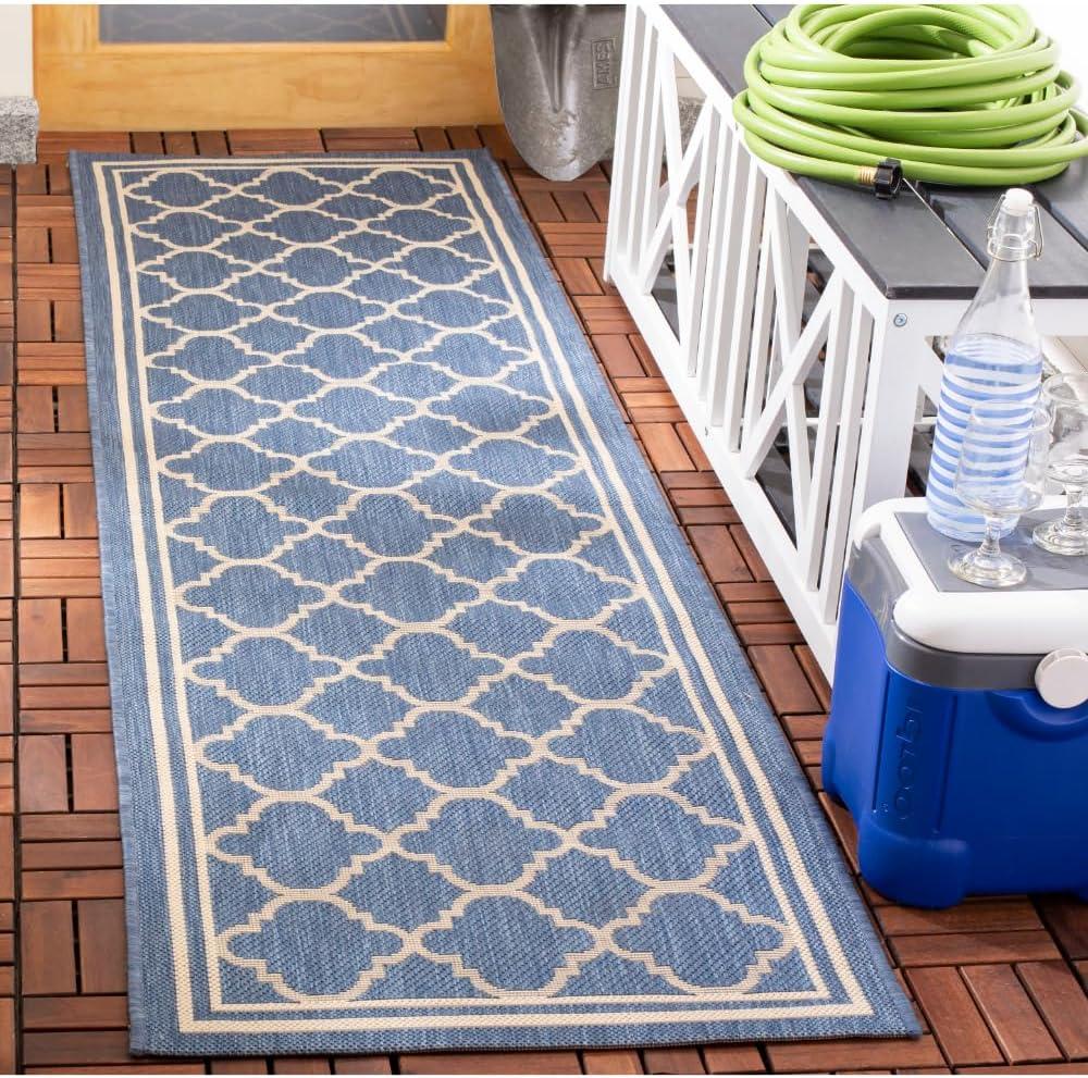 image:imageSAFAVIEH Courtyard Collection 8 x 11 NavyBeige CY6918 Trellis Indoor Outdoor Splashproof Easy Scrubbing Patio Backyard Mudroom Area RugBlueBeige