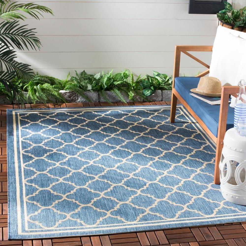 image:imageSAFAVIEH Courtyard Collection 8 x 11 NavyBeige CY6918 Trellis Indoor Outdoor Splashproof Easy Scrubbing Patio Backyard Mudroom Area RugBlueBeige