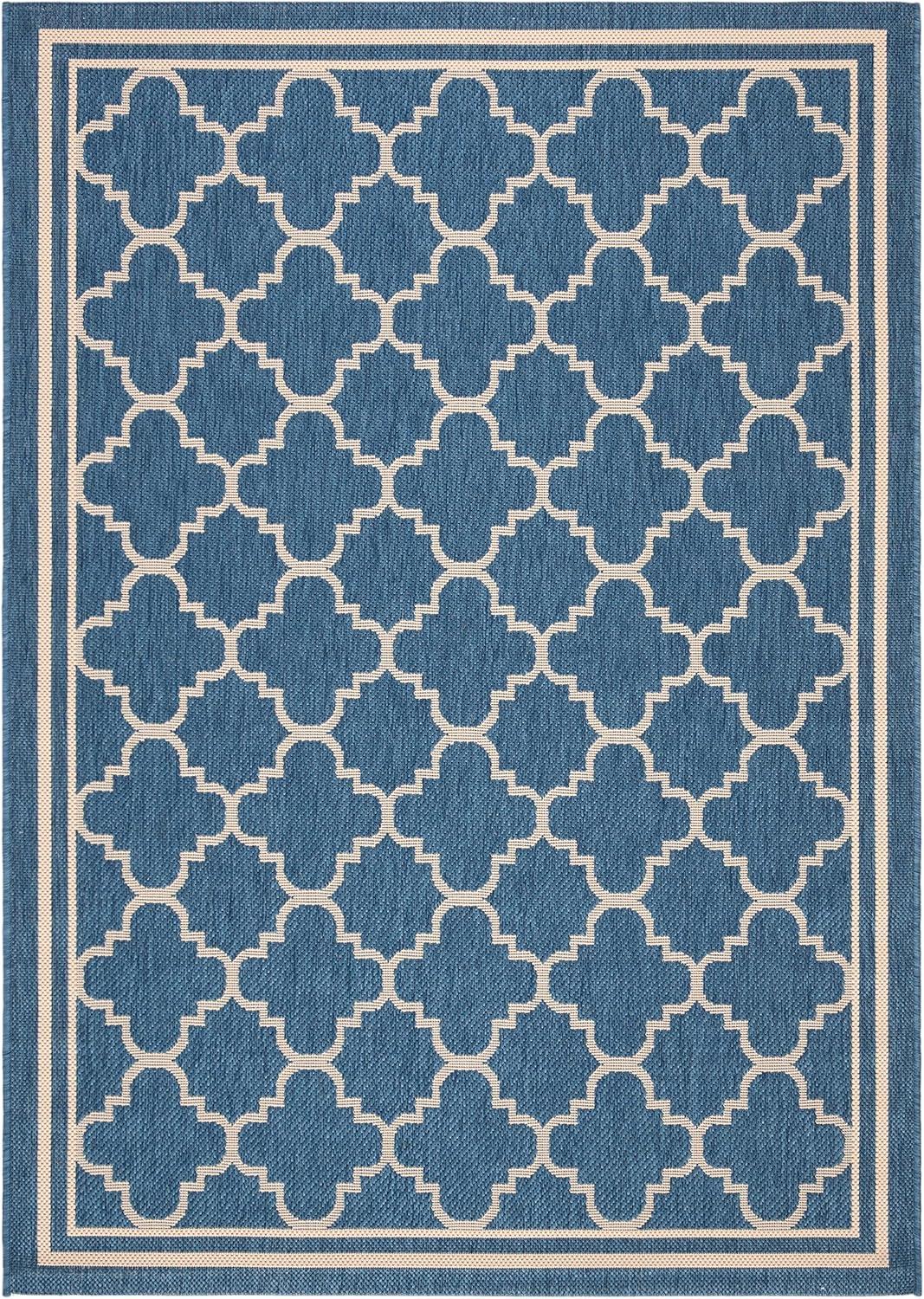 image:imageSAFAVIEH Courtyard Collection 8 x 11 NavyBeige CY6918 Trellis Indoor Outdoor Splashproof Easy Scrubbing Patio Backyard Mudroom Area RugBlueBeige
