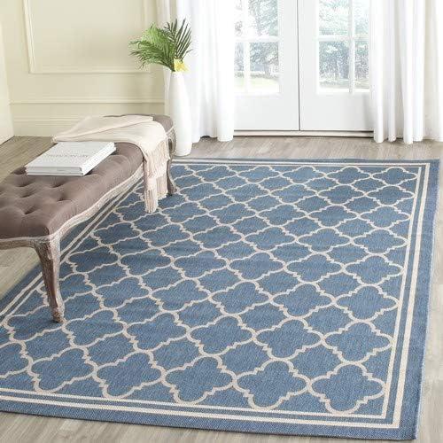image:imageSAFAVIEH Courtyard Collection 8 x 11 NavyBeige CY6918 Trellis Indoor Outdoor Splashproof Easy Scrubbing Patio Backyard Mudroom Area RugBlueBeige