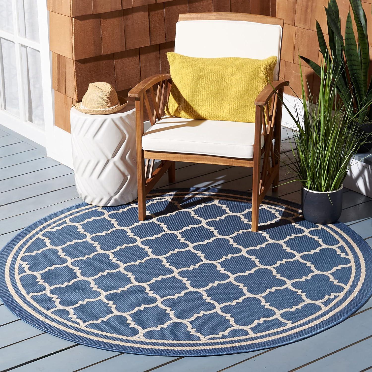 image:imageSAFAVIEH Courtyard Collection 8 x 11 NavyBeige CY6918 Trellis Indoor Outdoor Splashproof Easy Scrubbing Patio Backyard Mudroom Area RugBlueBeige