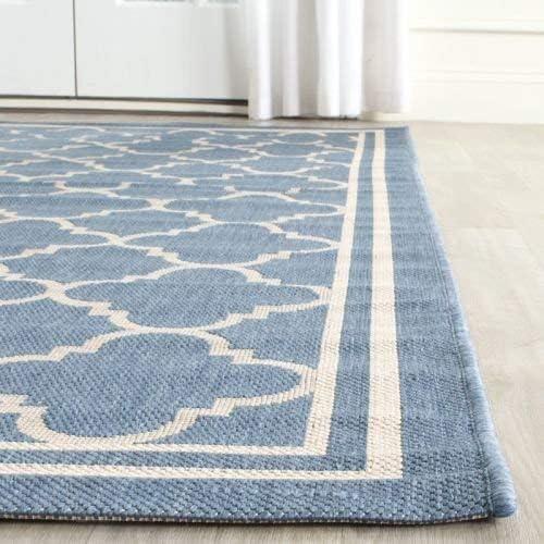 image:imageSAFAVIEH Courtyard Collection 8 x 11 NavyBeige CY6918 Trellis Indoor Outdoor Splashproof Easy Scrubbing Patio Backyard Mudroom Area RugBlueBeige