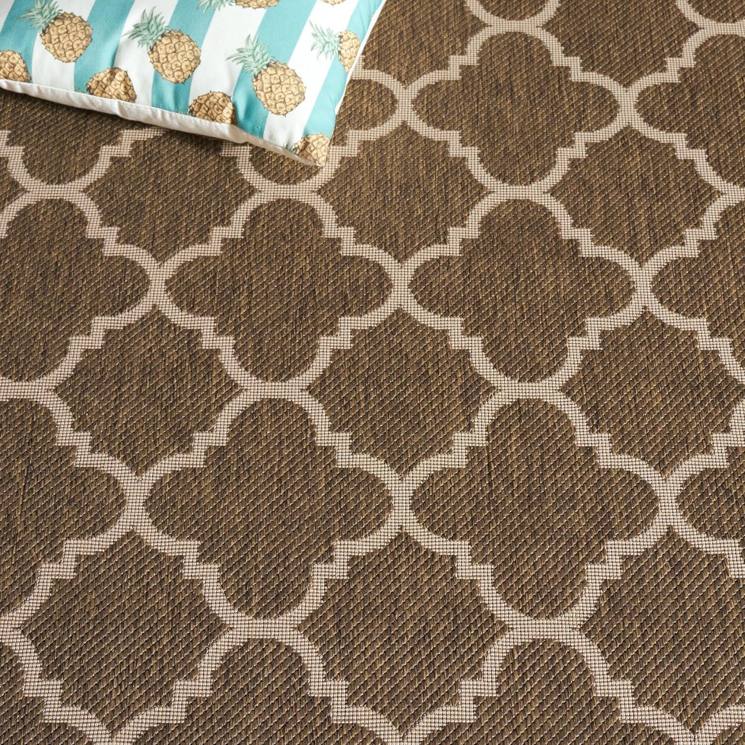 image:imageSAFAVIEH Courtyard Collection 8 x 11 NavyBeige CY6918 Trellis Indoor Outdoor Splashproof Easy Scrubbing Patio Backyard Mudroom Area RugBrownBone