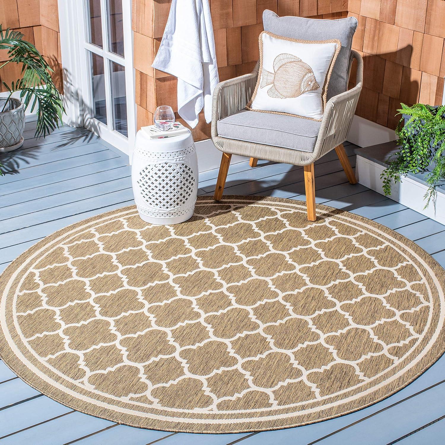 image:imageSAFAVIEH Courtyard Collection 8 x 11 NavyBeige CY6918 Trellis Indoor Outdoor Splashproof Easy Scrubbing Patio Backyard Mudroom Area RugBrownBone