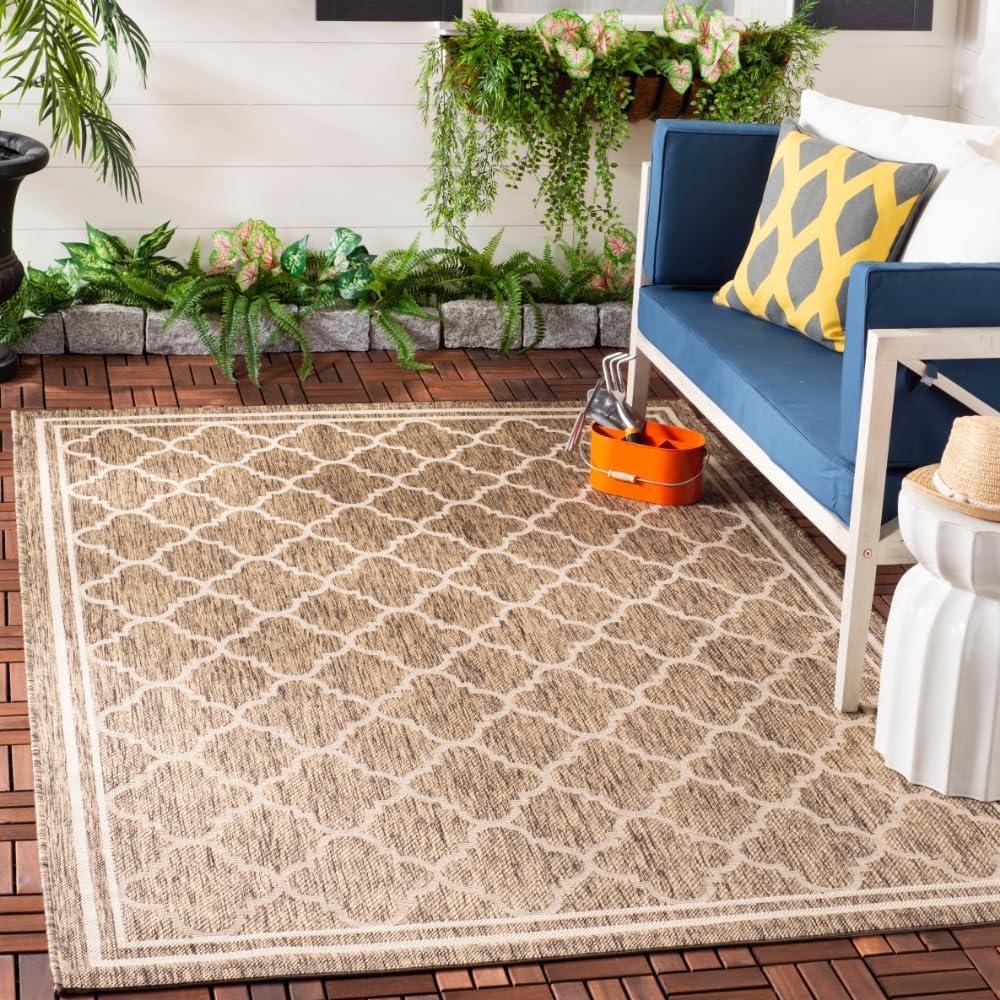 image:imageSAFAVIEH Courtyard Collection 8 x 11 NavyBeige CY6918 Trellis Indoor Outdoor Splashproof Easy Scrubbing Patio Backyard Mudroom Area RugBrownBone