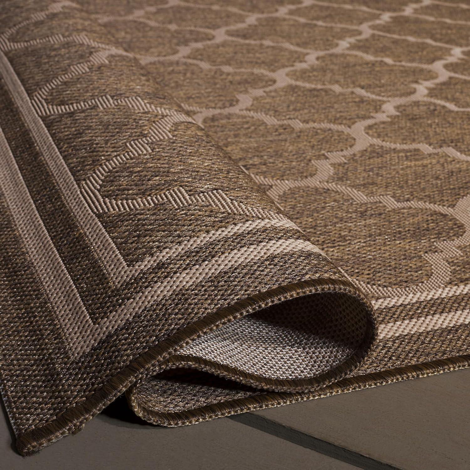 image:imageSAFAVIEH Courtyard Collection 8 x 11 NavyBeige CY6918 Trellis Indoor Outdoor Splashproof Easy Scrubbing Patio Backyard Mudroom Area RugBrownBone