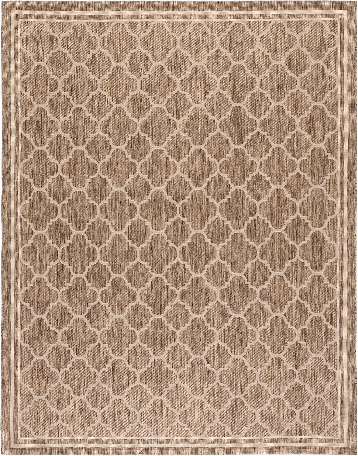 image:imageSAFAVIEH Courtyard Collection 8 x 11 NavyBeige CY6918 Trellis Indoor Outdoor Splashproof Easy Scrubbing Patio Backyard Mudroom Area RugBrownBone