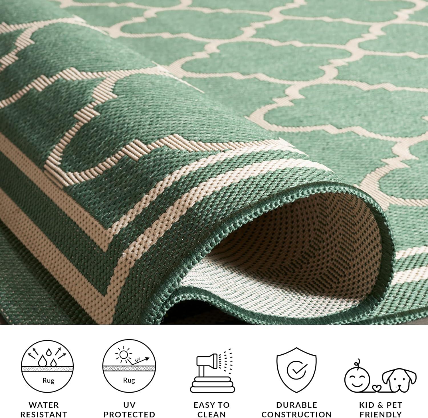 image:imageSAFAVIEH Courtyard Collection 8 x 11 NavyBeige CY6918 Trellis Indoor Outdoor Splashproof Easy Scrubbing Patio Backyard Mudroom Area RugDark GreenBeige