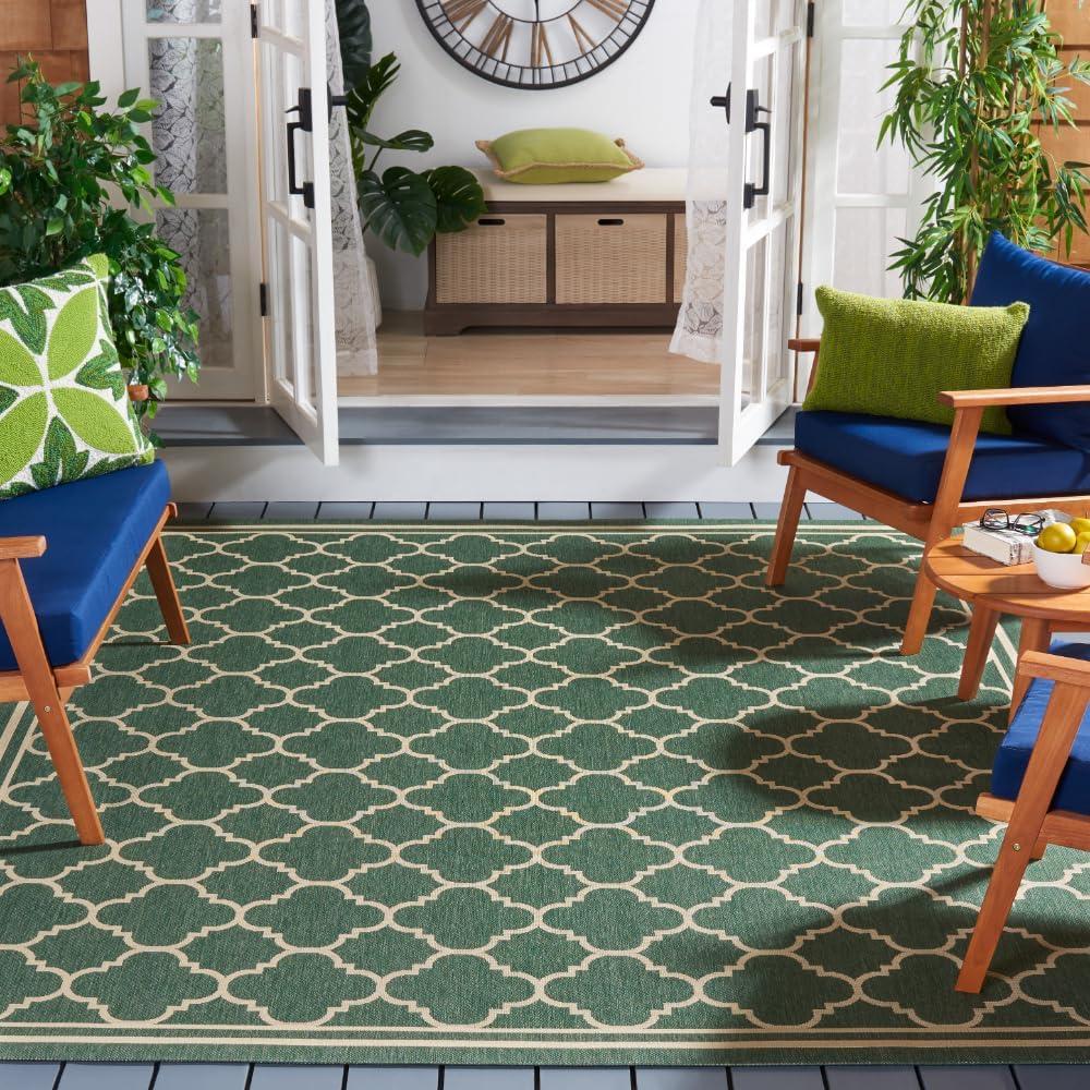 image:imageSAFAVIEH Courtyard Collection 8 x 11 NavyBeige CY6918 Trellis Indoor Outdoor Splashproof Easy Scrubbing Patio Backyard Mudroom Area RugDark GreenBeige