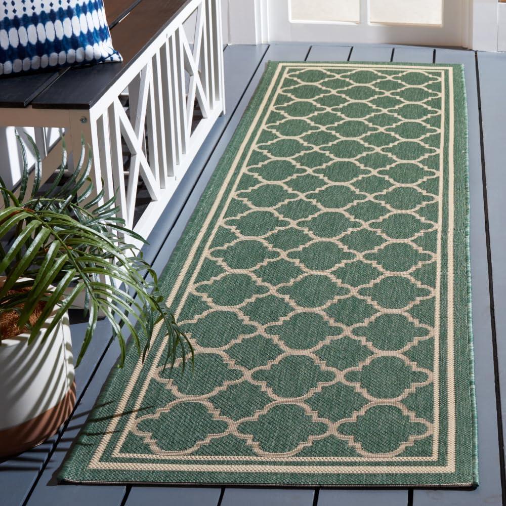 image:imageSAFAVIEH Courtyard Collection 8 x 11 NavyBeige CY6918 Trellis Indoor Outdoor Splashproof Easy Scrubbing Patio Backyard Mudroom Area RugDark GreenBeige