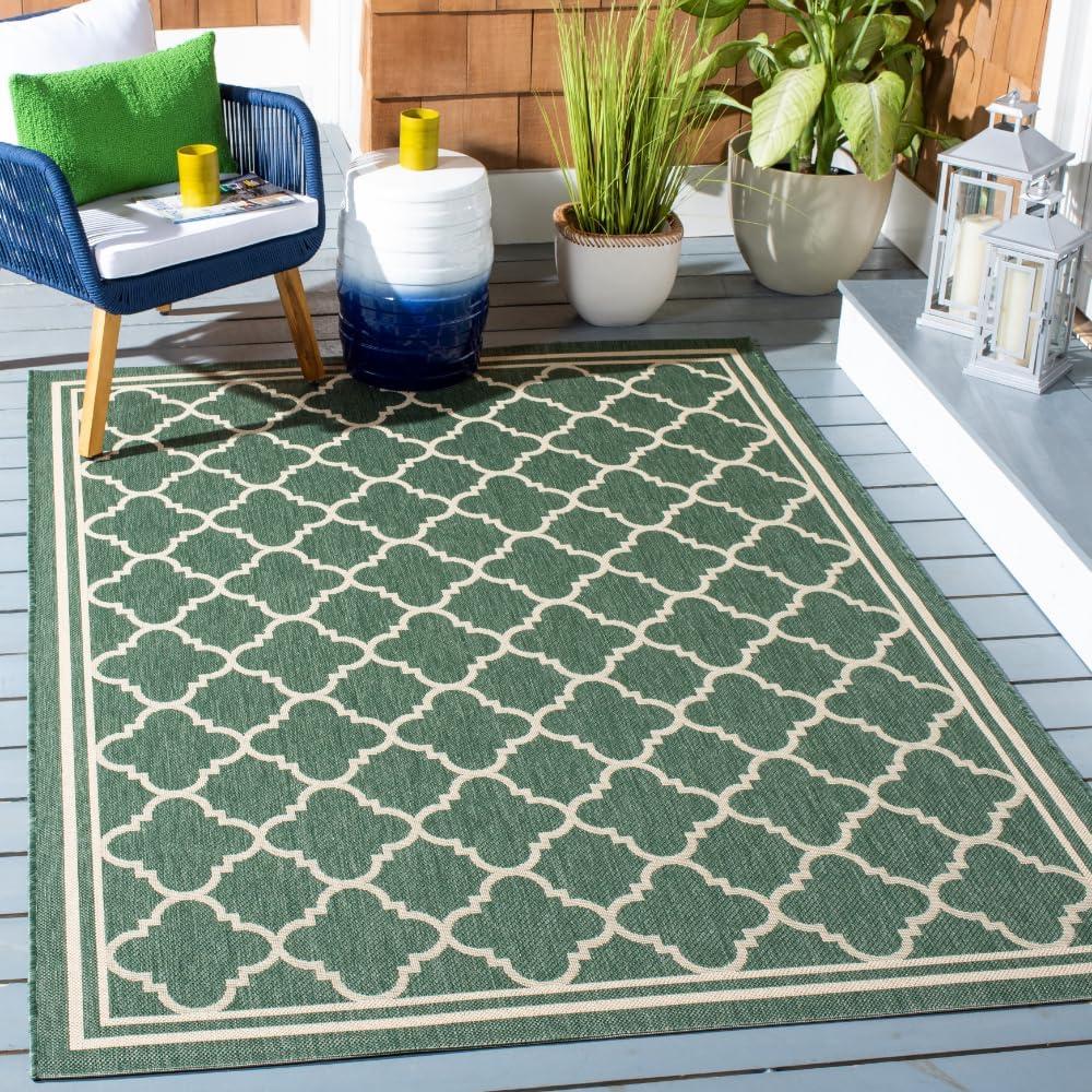 image:imageSAFAVIEH Courtyard Collection 8 x 11 NavyBeige CY6918 Trellis Indoor Outdoor Splashproof Easy Scrubbing Patio Backyard Mudroom Area RugDark GreenBeige