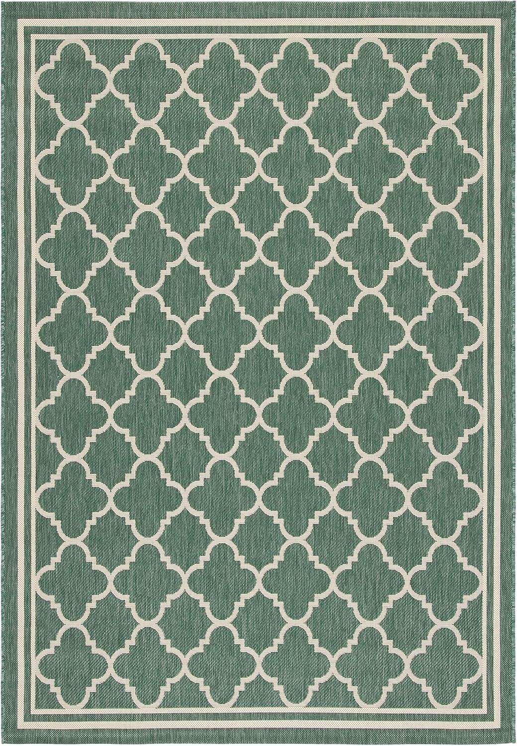 image:imageSAFAVIEH Courtyard Collection 8 x 11 NavyBeige CY6918 Trellis Indoor Outdoor Splashproof Easy Scrubbing Patio Backyard Mudroom Area RugDark GreenBeige