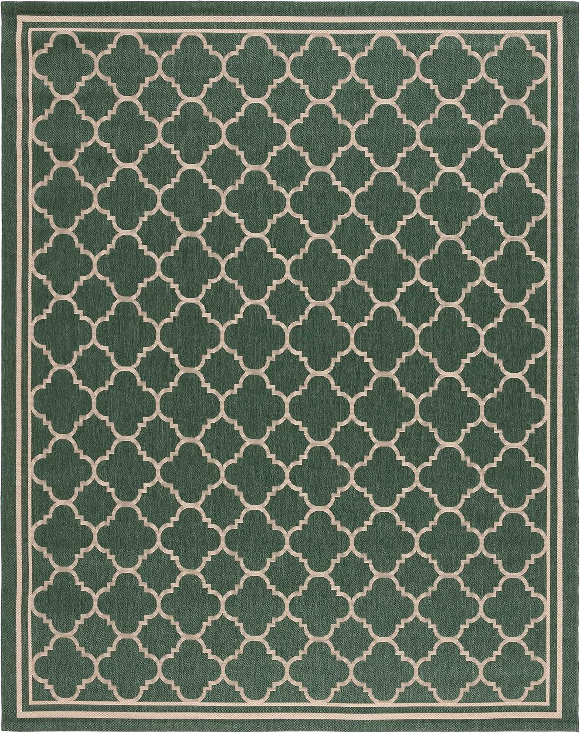 image:imageSAFAVIEH Courtyard Collection 8 x 11 NavyBeige CY6918 Trellis Indoor Outdoor Splashproof Easy Scrubbing Patio Backyard Mudroom Area RugDark GreenBeige