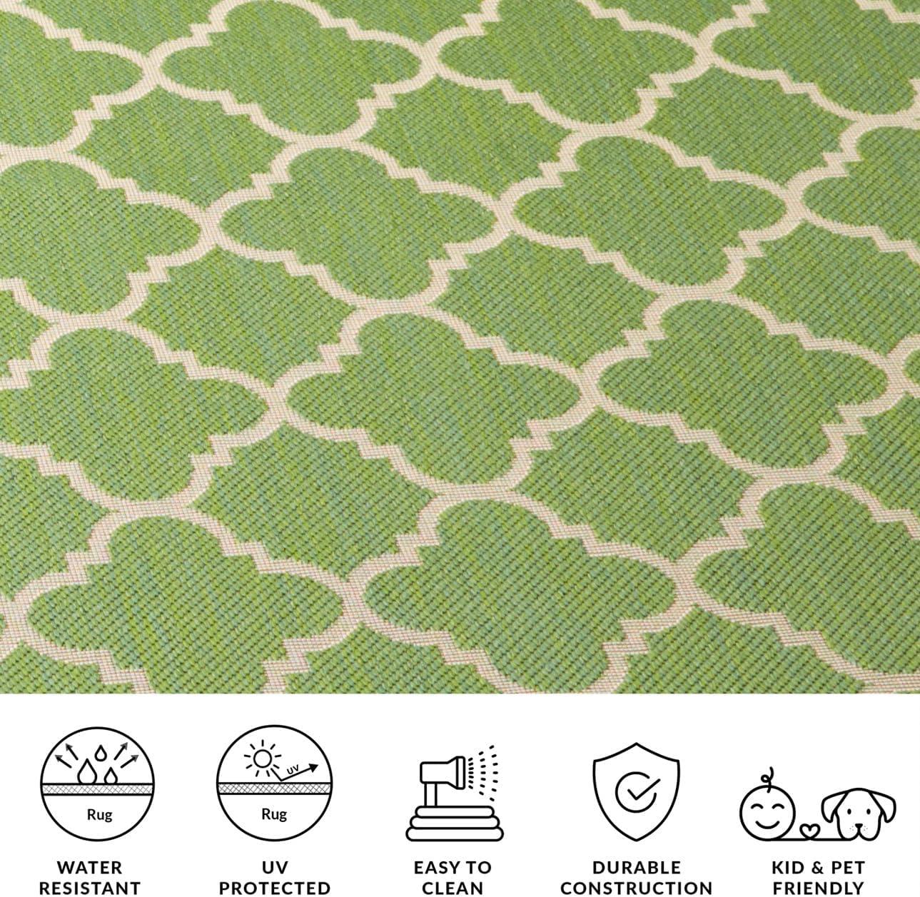 image:imageSAFAVIEH Courtyard Collection 8 x 11 NavyBeige CY6918 Trellis Indoor Outdoor Splashproof Easy Scrubbing Patio Backyard Mudroom Area RugGreenBeige