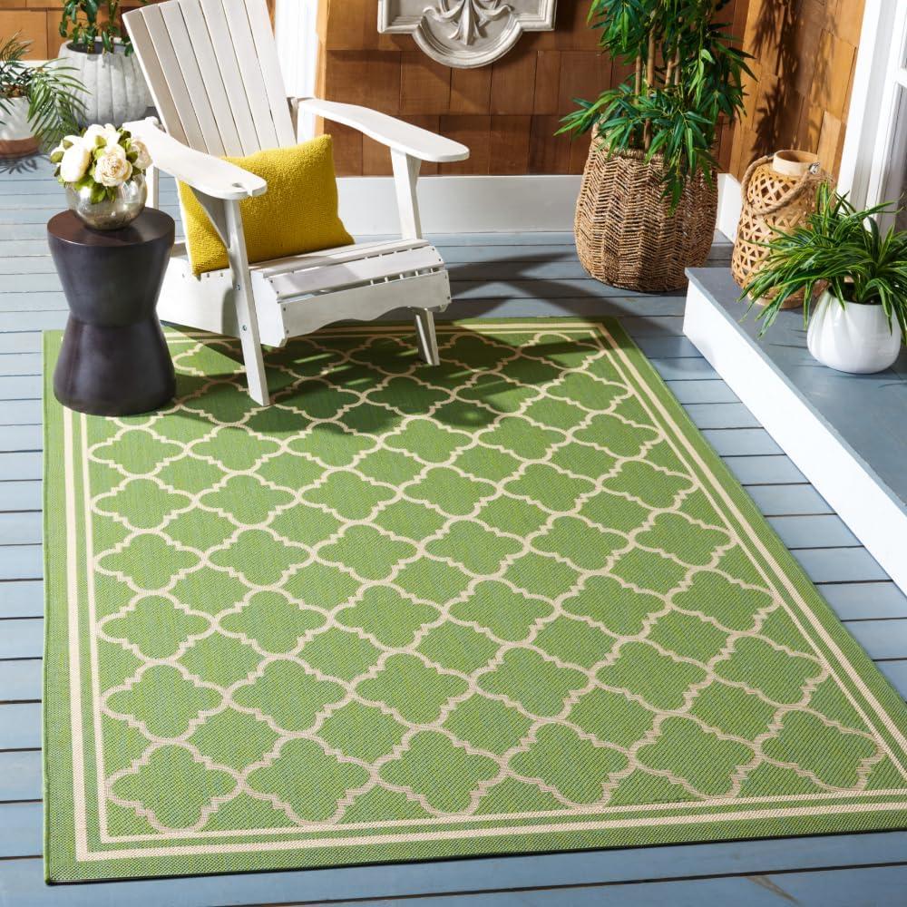 image:imageSAFAVIEH Courtyard Collection 8 x 11 NavyBeige CY6918 Trellis Indoor Outdoor Splashproof Easy Scrubbing Patio Backyard Mudroom Area RugGreenBeige