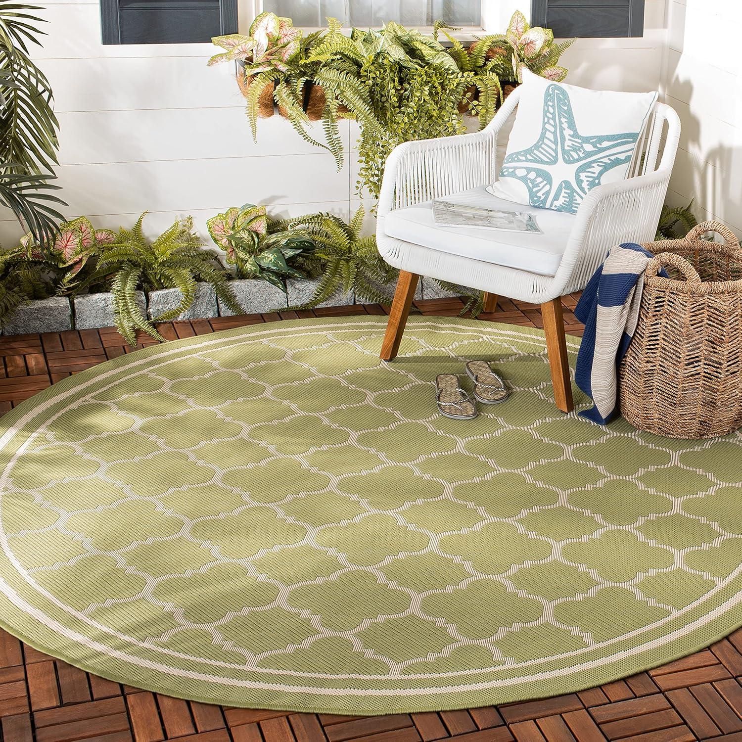 image:imageSAFAVIEH Courtyard Collection 8 x 11 NavyBeige CY6918 Trellis Indoor Outdoor Splashproof Easy Scrubbing Patio Backyard Mudroom Area RugGreenBeige