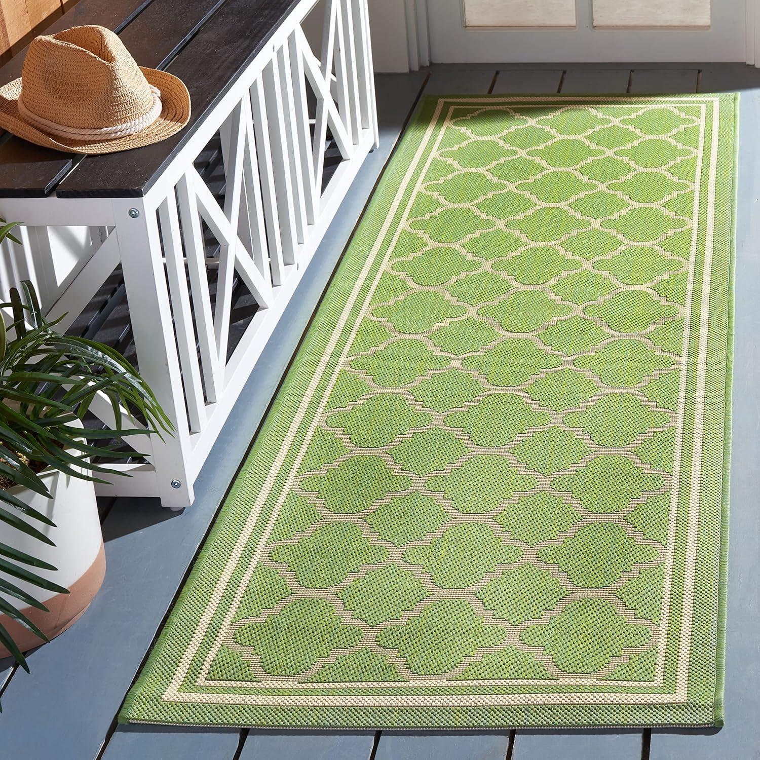 image:imageSAFAVIEH Courtyard Collection 8 x 11 NavyBeige CY6918 Trellis Indoor Outdoor Splashproof Easy Scrubbing Patio Backyard Mudroom Area RugGreenBeige