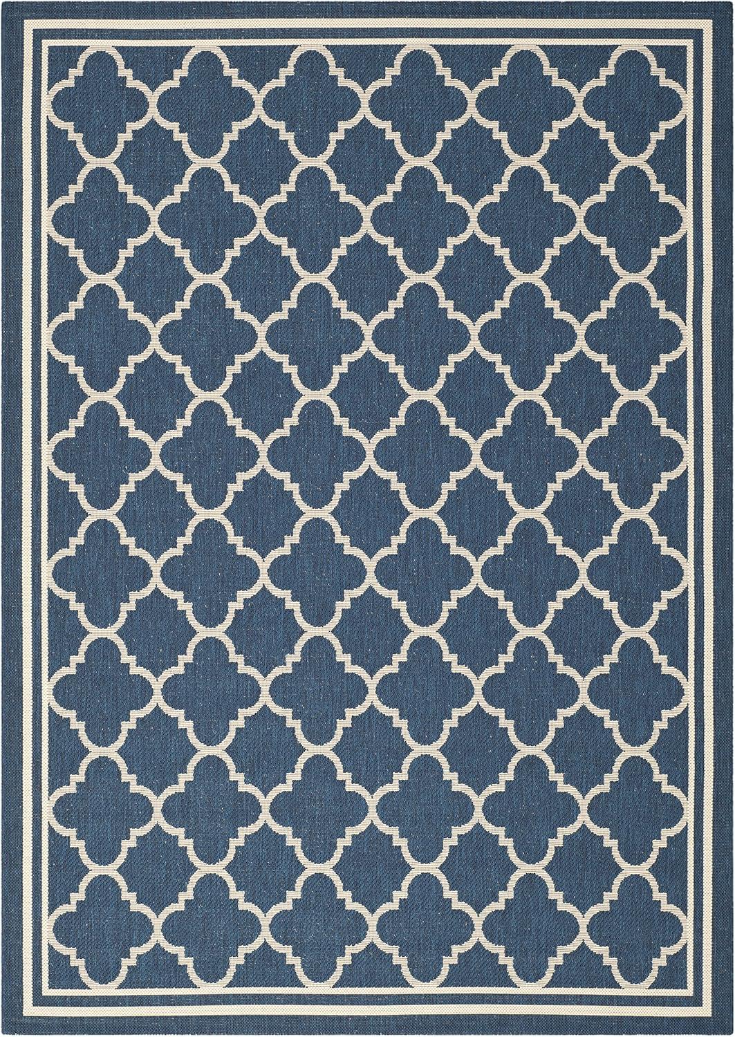 image:imageSAFAVIEH Courtyard Collection 8 x 11 NavyBeige CY6918 Trellis Indoor Outdoor Splashproof Easy Scrubbing Patio Backyard Mudroom Area RugNavyBeige