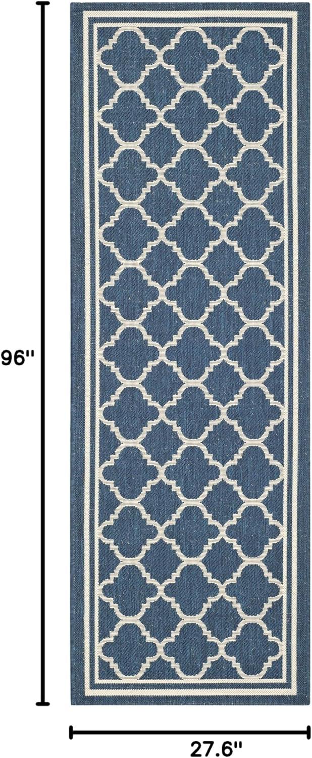 image:imageSAFAVIEH Courtyard Collection 8 x 11 NavyBeige CY6918 Trellis Indoor Outdoor Splashproof Easy Scrubbing Patio Backyard Mudroom Area RugNavyBeige