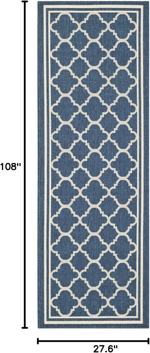 image:imageSAFAVIEH Courtyard Collection 8 x 11 NavyBeige CY6918 Trellis Indoor Outdoor Splashproof Easy Scrubbing Patio Backyard Mudroom Area RugNavyBeige