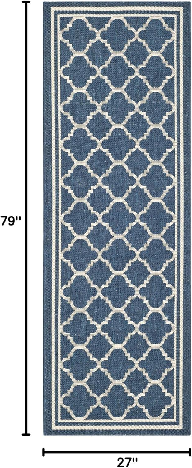 image:imageSAFAVIEH Courtyard Collection 8 x 11 NavyBeige CY6918 Trellis Indoor Outdoor Splashproof Easy Scrubbing Patio Backyard Mudroom Area RugNavyBeige