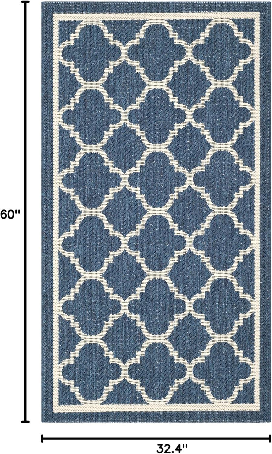 image:imageSAFAVIEH Courtyard Collection 8 x 11 NavyBeige CY6918 Trellis Indoor Outdoor Splashproof Easy Scrubbing Patio Backyard Mudroom Area RugNavyBeige