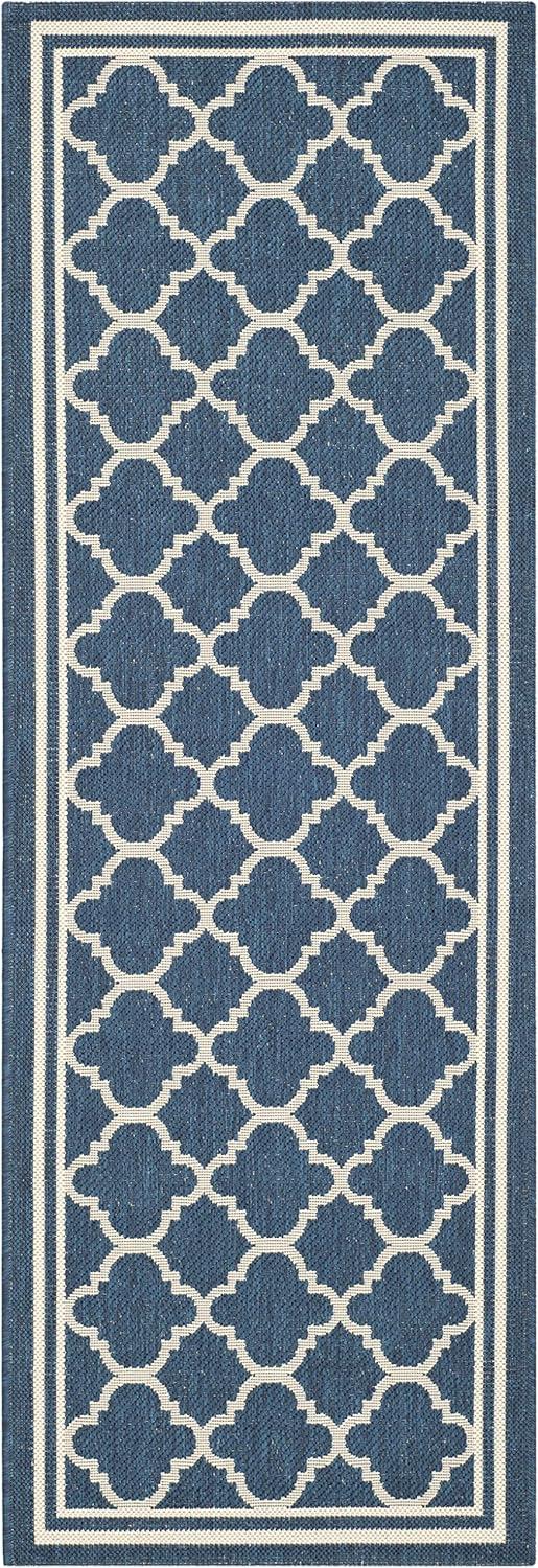 image:imageSAFAVIEH Courtyard Collection 8 x 11 NavyBeige CY6918 Trellis Indoor Outdoor Splashproof Easy Scrubbing Patio Backyard Mudroom Area RugNavyBeige